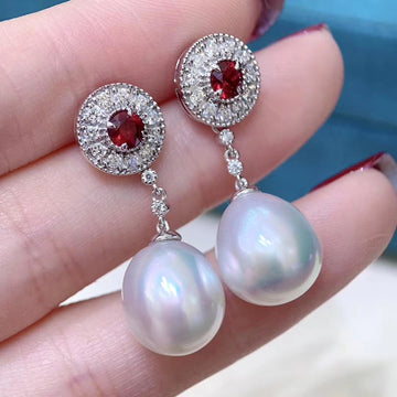 Ruby & South Sea pearl Earrings