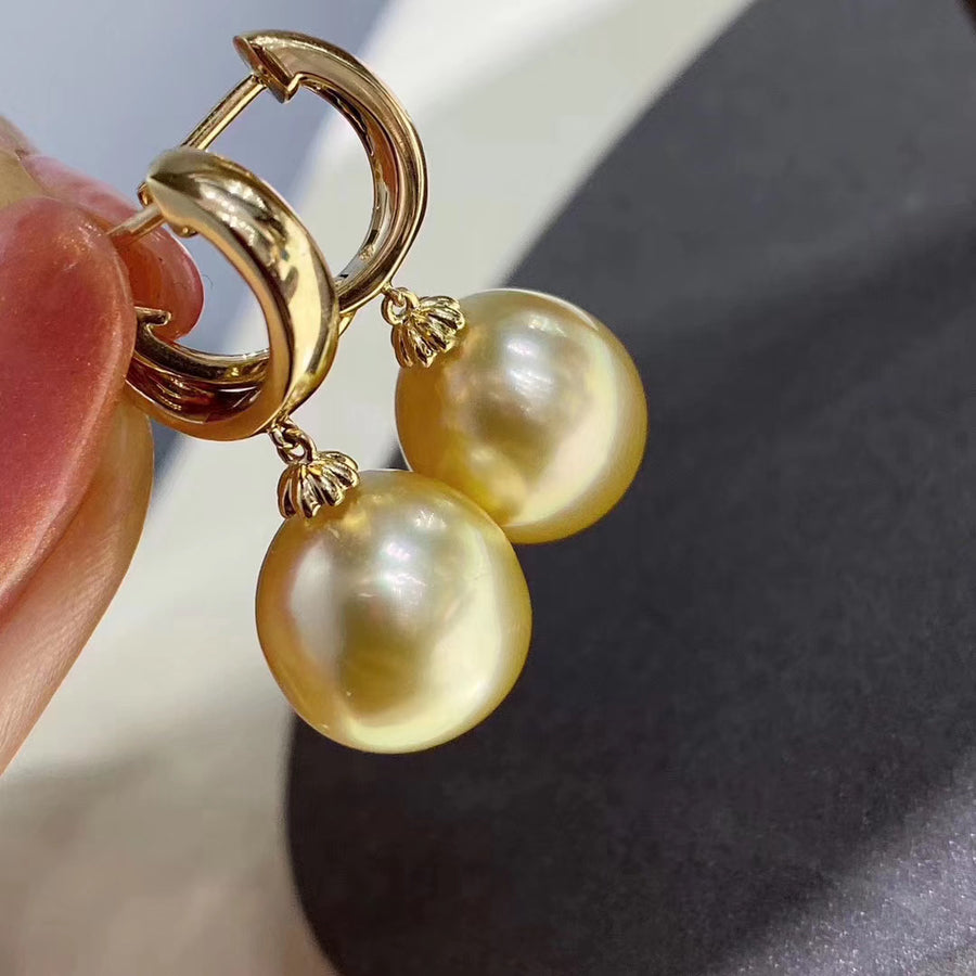 Golden south sea pearl earrings