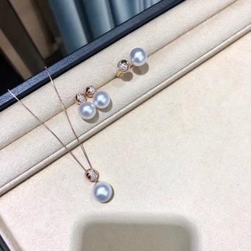 Rose gold south sea pearl jewelry set