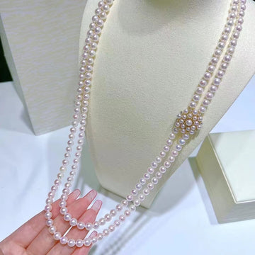 Double layers Akoya pearl Necklace