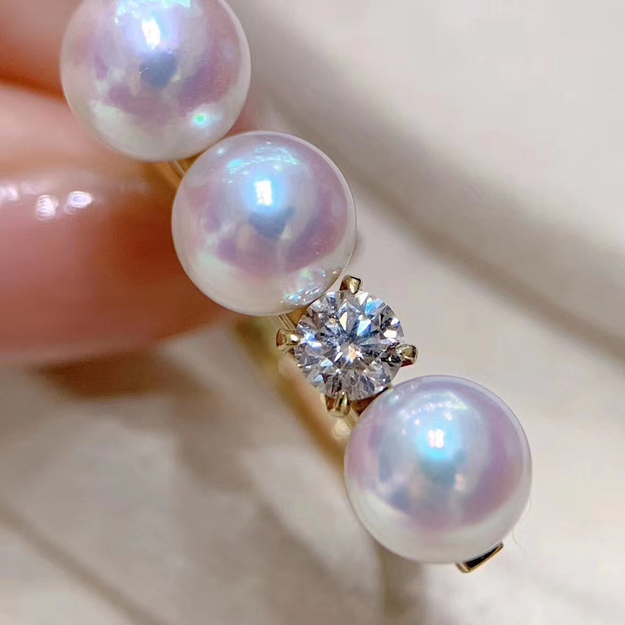 Diamond and Akoya pearl Ring