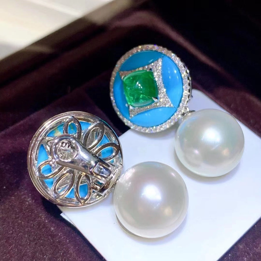 Venus | Turquoise & South Sea pearl Earrings