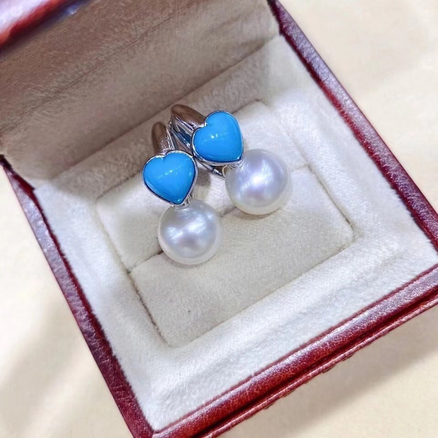 Turquoise & South Sea pearl Earrings