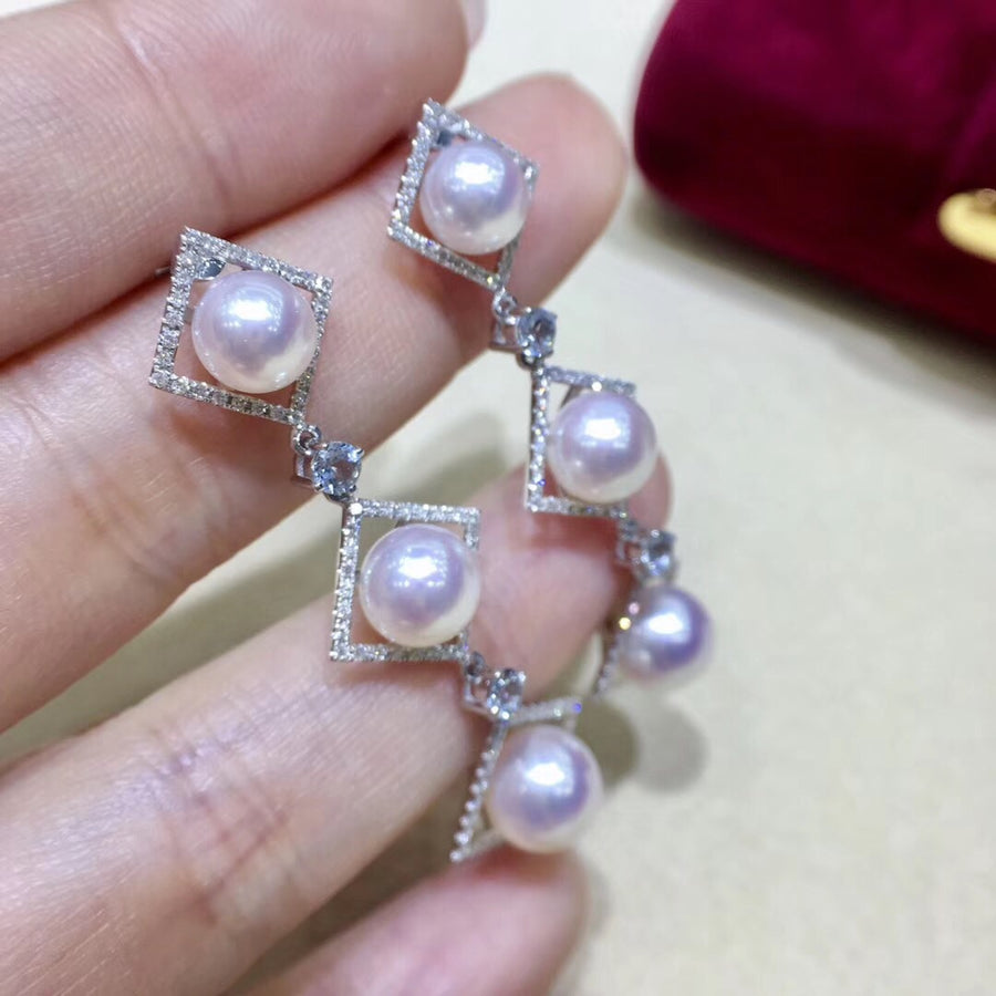 Diamond Akoya Pear Earrings