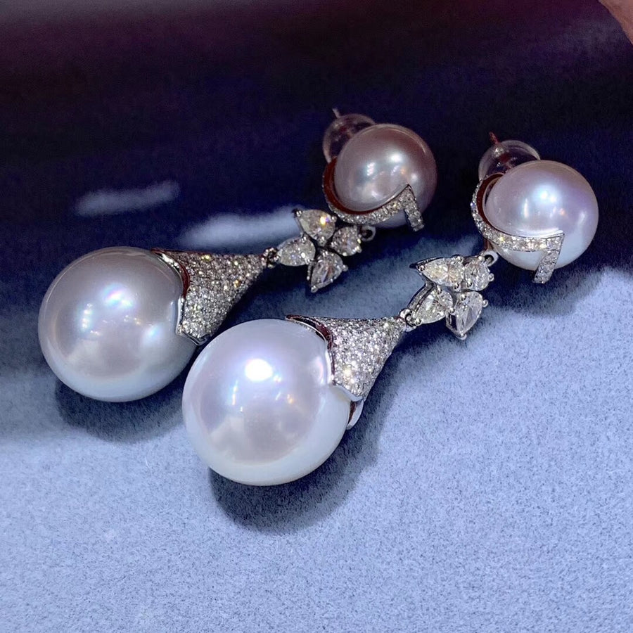 9-10MM AAAA Australian White South Sea Pearl Earrings