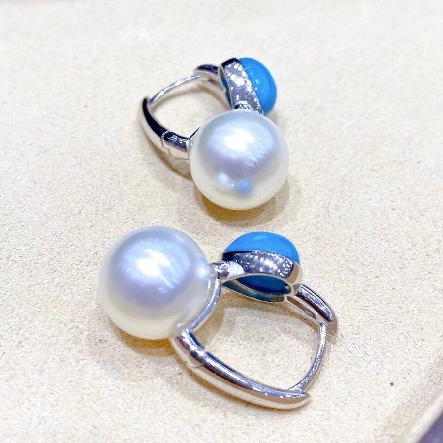 Turquoise & South Sea pearl Earrings