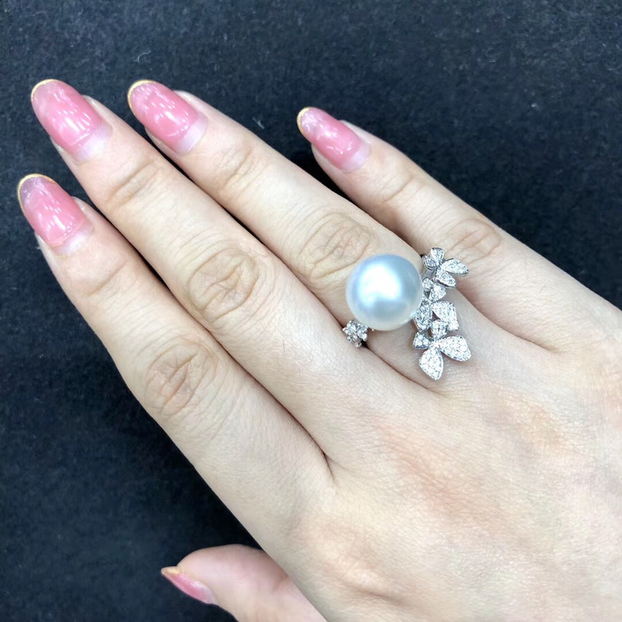 Diamond Butterfly South Sea Pearl Ring