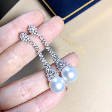 GALAXY| South sea pearl and diamond earrings