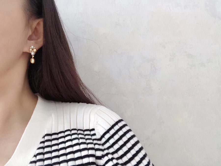 Gold & White South Sea Keshi Pearl Earrings
