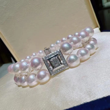 Double layers Akoya pearl Bracelet