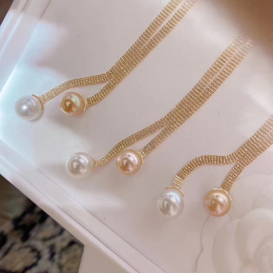 Golden south sea pearl and white south sea pearl necklace