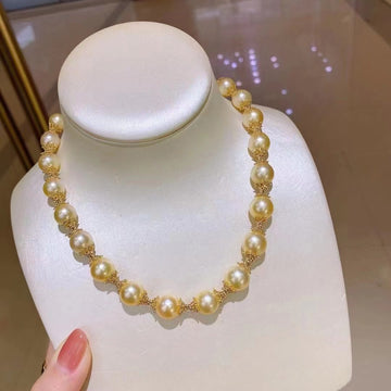 9-12MM Golden south sea pearl Necklace