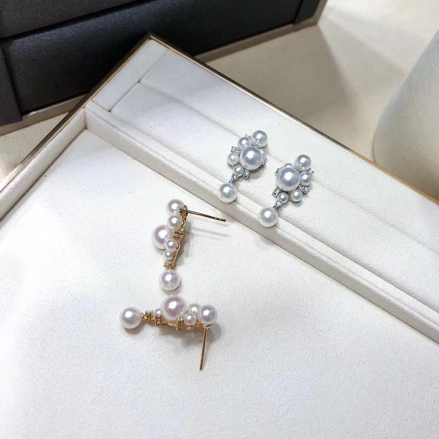 Diamond and Akoya pearl Earrings