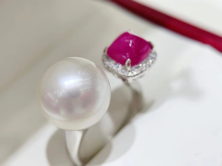 Ruby & South Sea pearl Ring