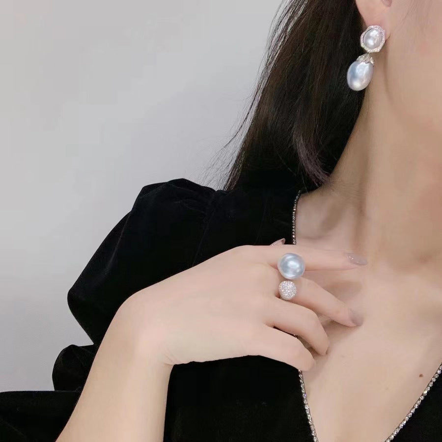 Baroque pearl Earrings/Ring