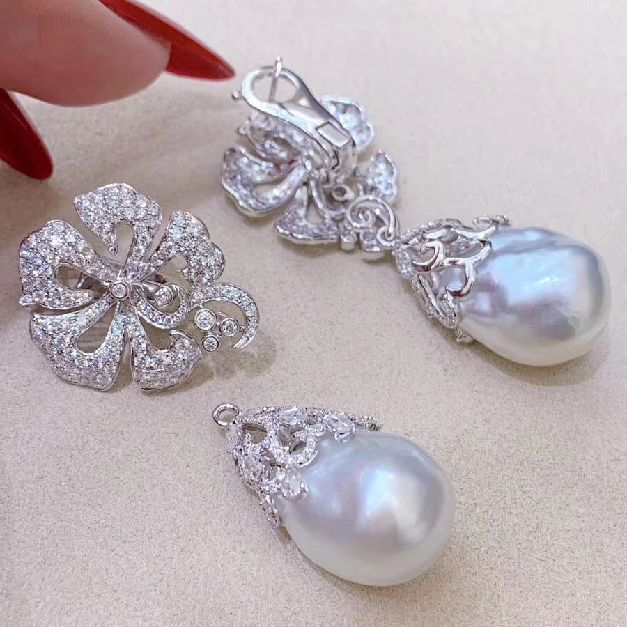 Diamond & Braoque pearl Earrings