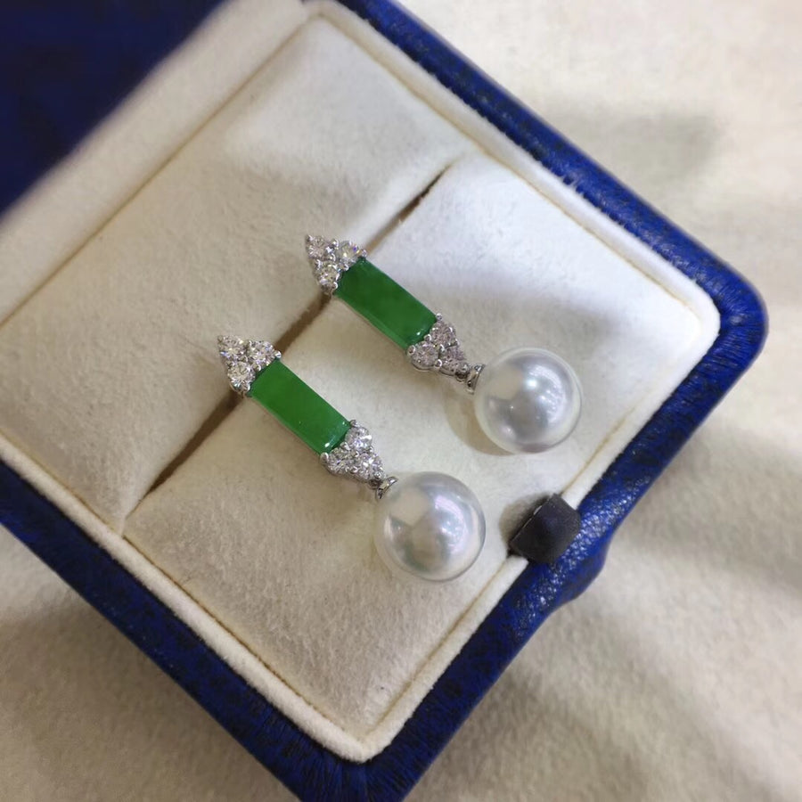 Jadeite & South Sea Pearl Earrings