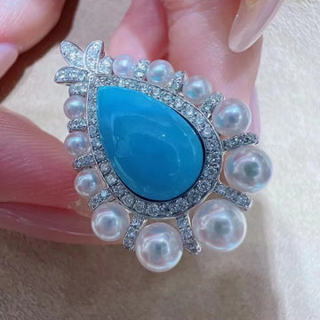 Turquoise & Akoya paerl Ring