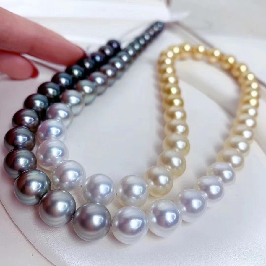 Four Season Colors | 9.5-9.9mm Akoya pearl & South Sea pearl & Tahitian pearl Necklace