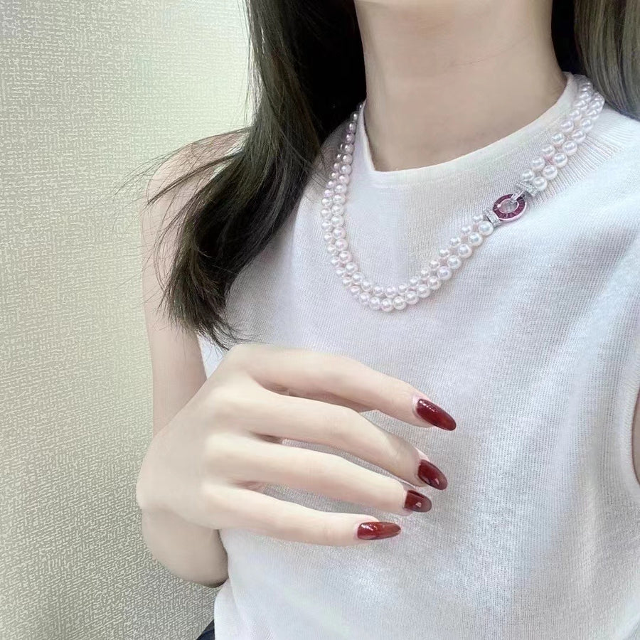 Double layer Akoya pearl Necklace