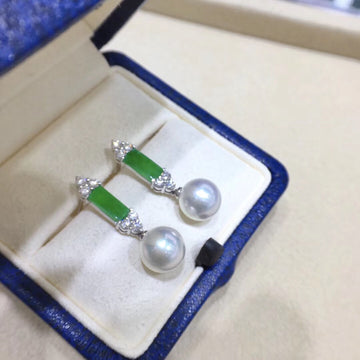 Jadeite & South Sea Pearl Earrings