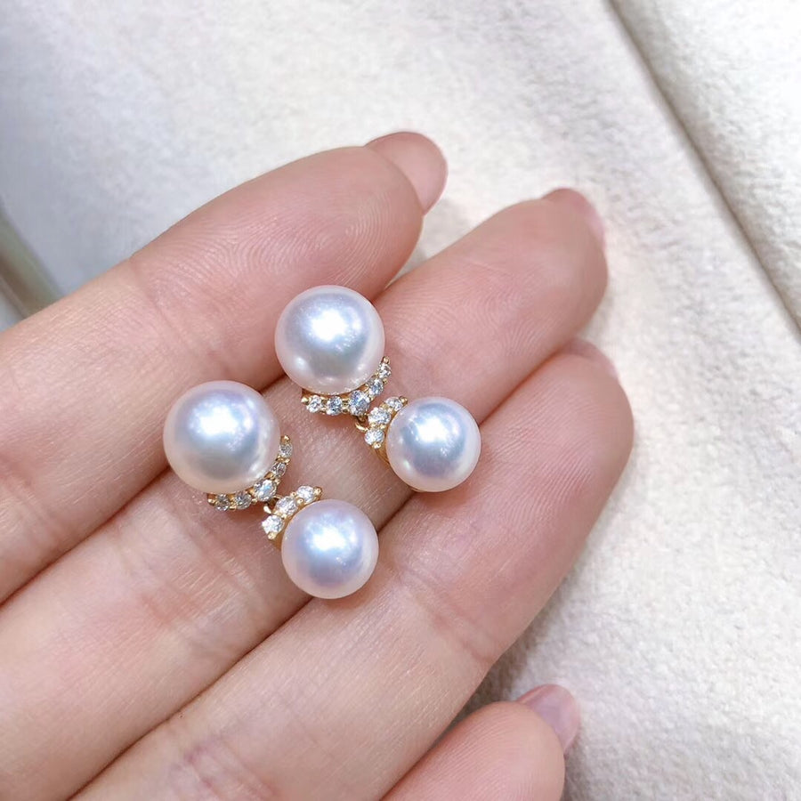 Diamond Akoya Pearl Earrings
