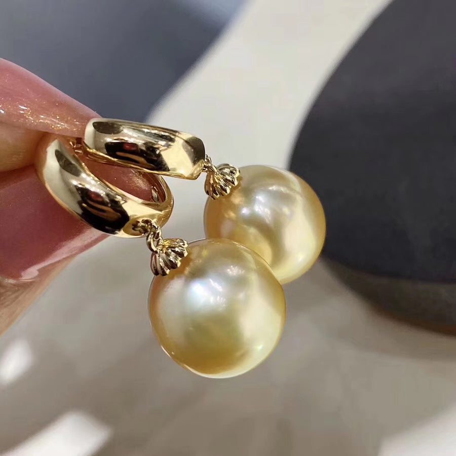 Golden south sea pearl earrings
