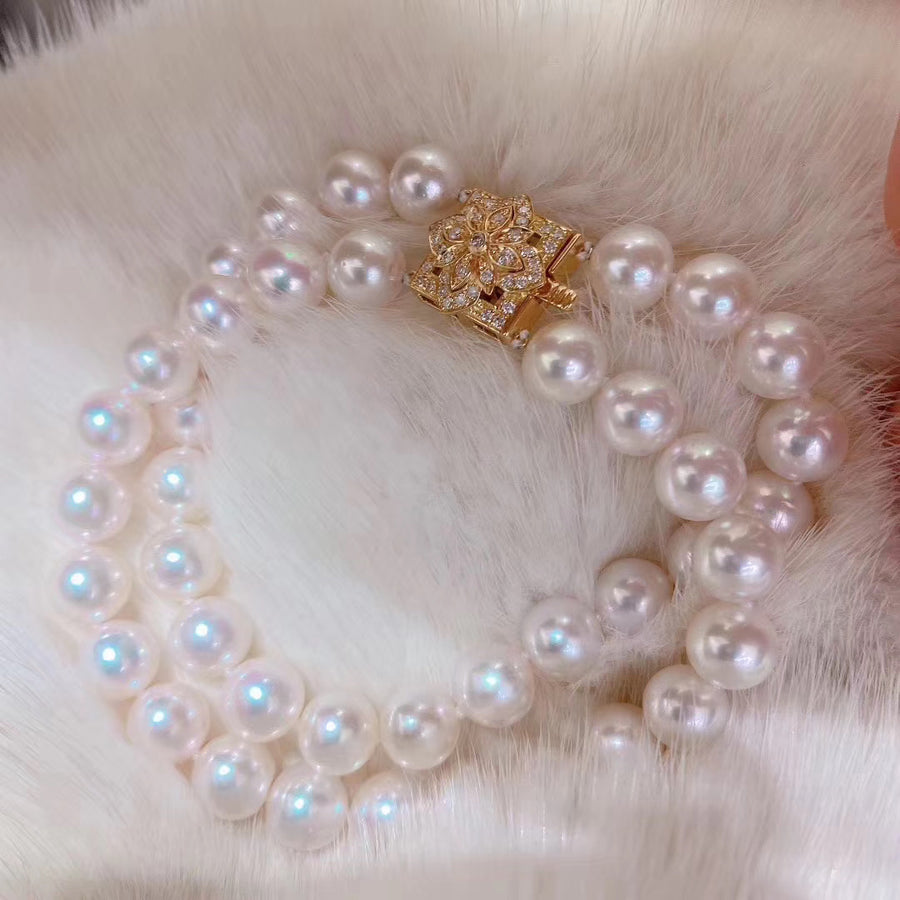Gold Camellia Pearl Bracelet Earrings | Double Strand Bracelets | Bow  Earrings in 14K Plated Gold – Huge Tomato