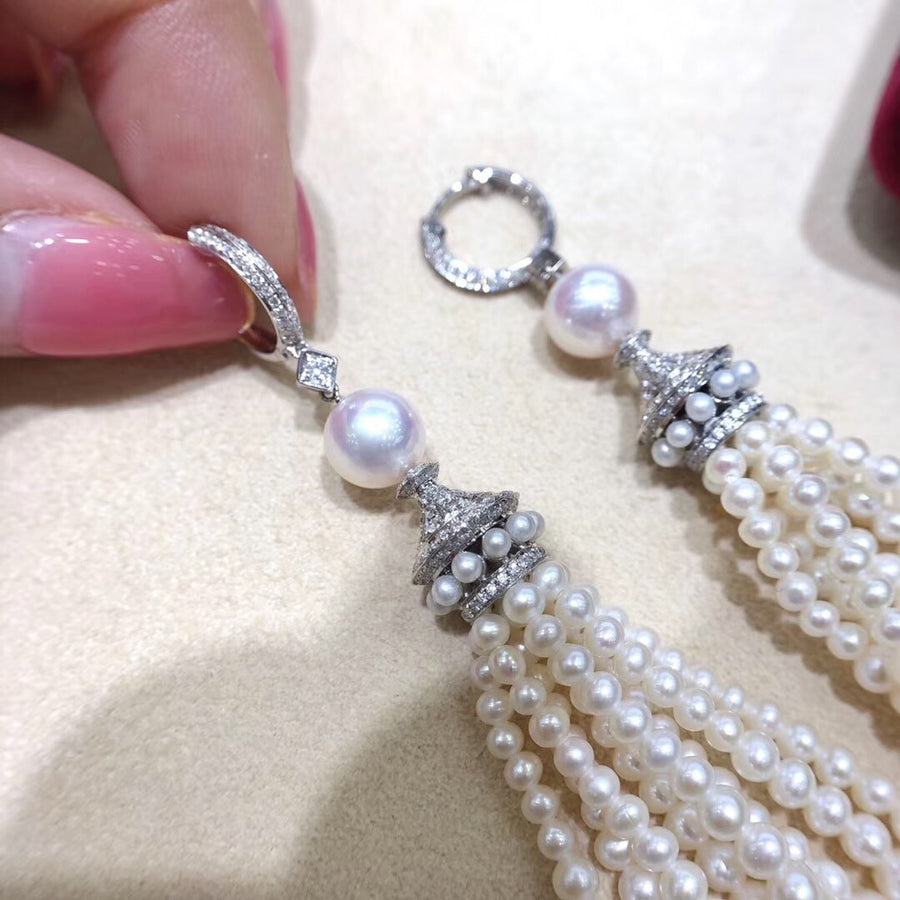 Akoya Pearl Tassel Earrings