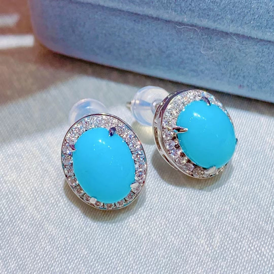 Turquoise and south sea pearl earrings