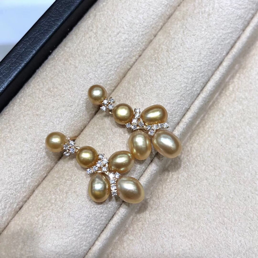 Golden South Sea Keshi Pearl Earrings