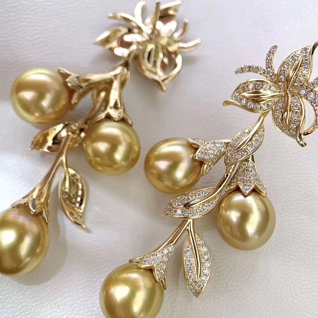 Drop shape Chakin Golden south sea pearl Earrings – ANNIE