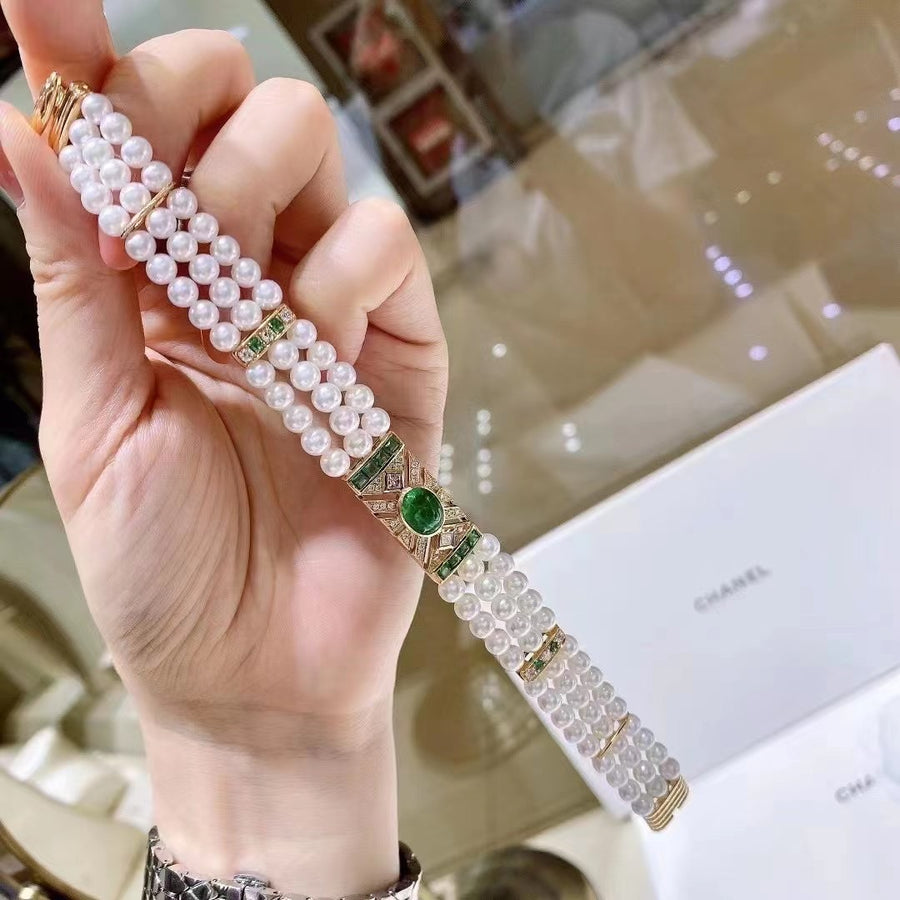 Emerald & Akoya pearl Bracelet