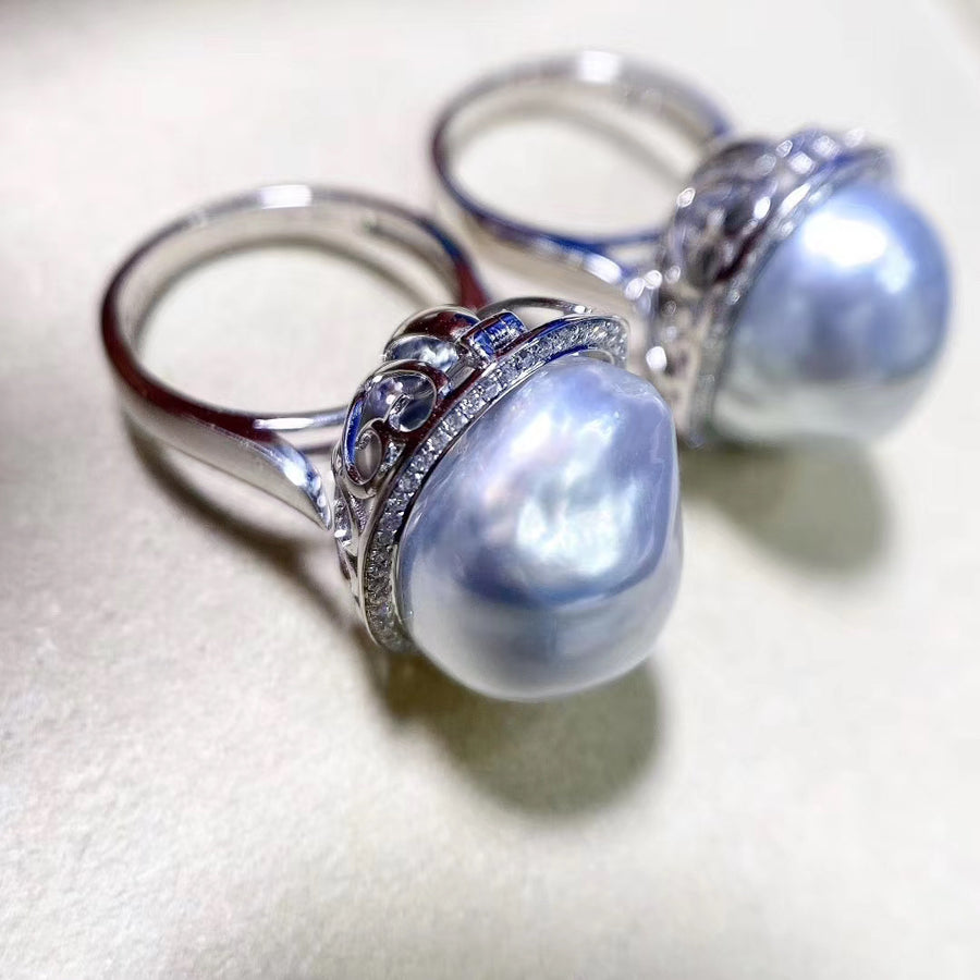 Diamond & Baroque pearl Ring/Pendant
