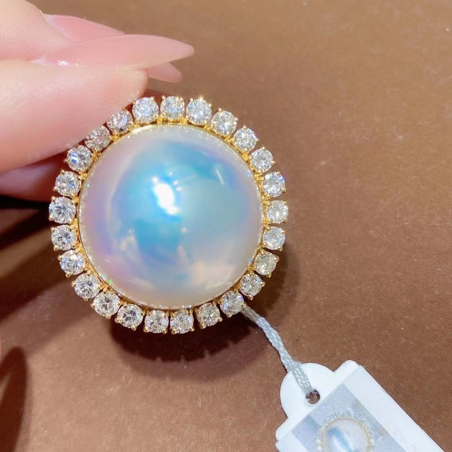 Diamond & MABE pearl Ring