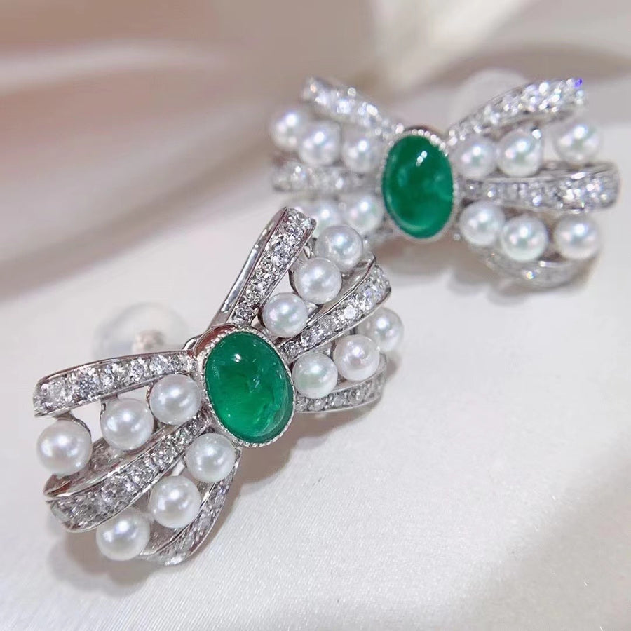 Venus | Emerald & South Sea pearl Earrings