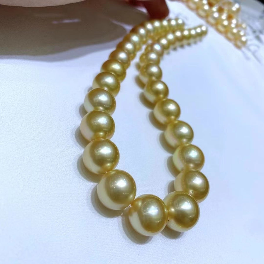 12-14mm Golden south sea pearl Necklace