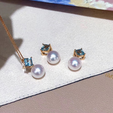 Aquamarine and Japanese akoya saltwater pearl pendant