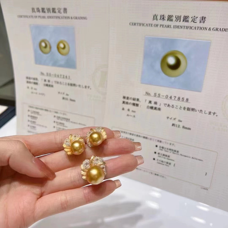 Chakin | Diamond & South Sea pearl Earrings & Ring