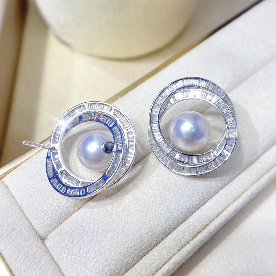 Diamond & Akoya pearl Ear Studs