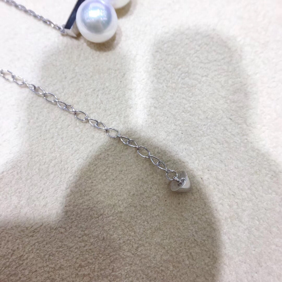 White Gold Bar Akoya Pearl Necklace