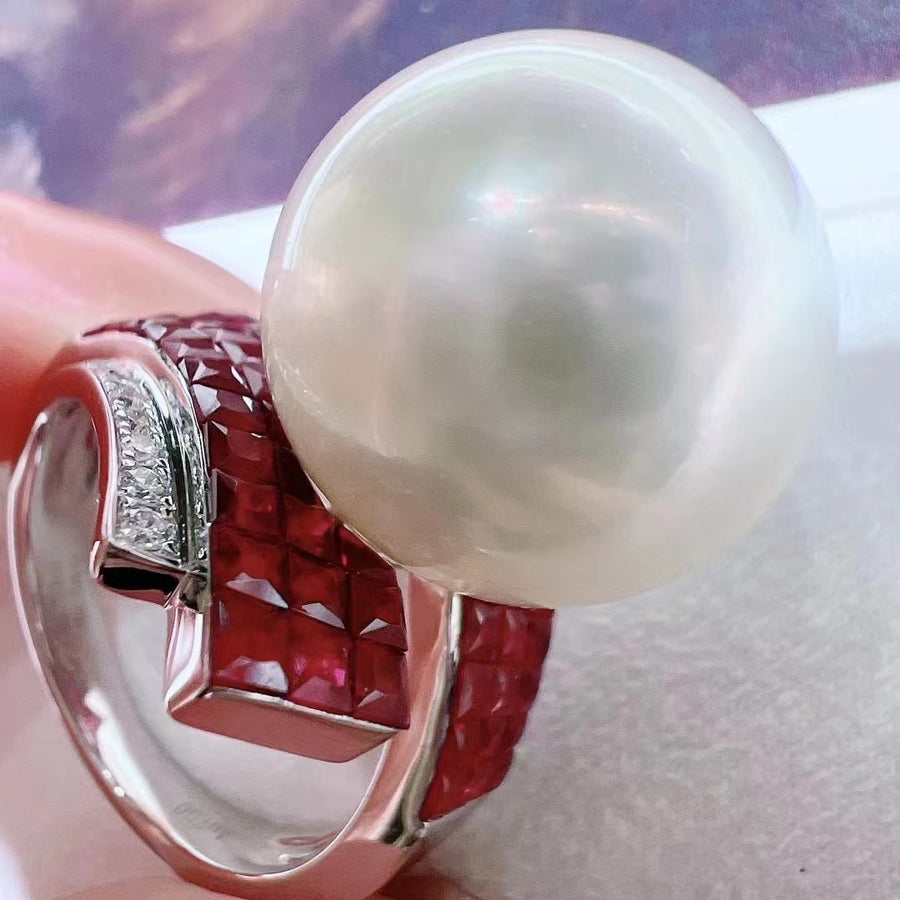 Ruby & South sea pearl Ring