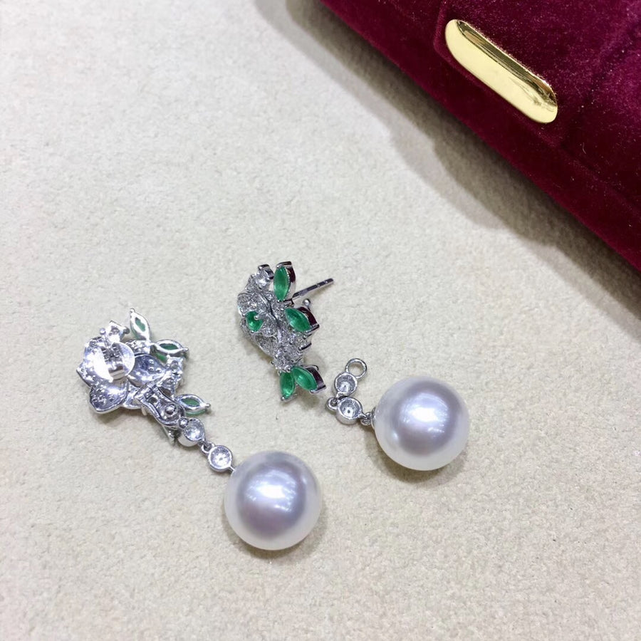 Emerald Rose South Sea Pearl Earrings