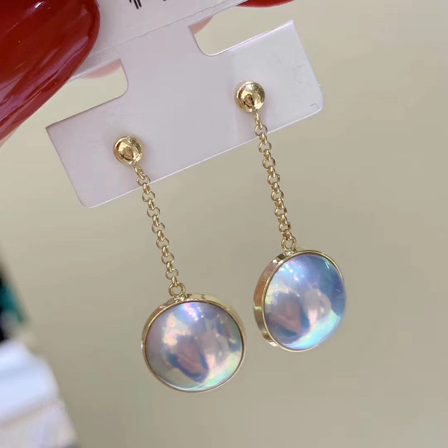 Silver Blue MABE pearl Earrings