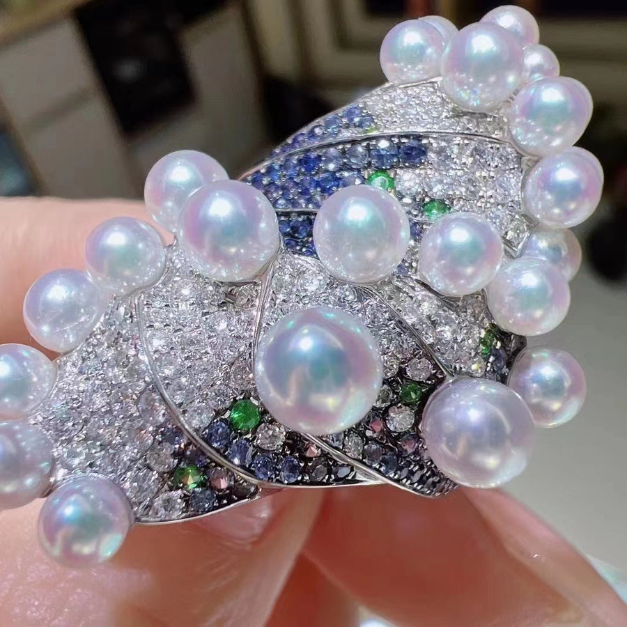 Sapphire & Akoya pearl Ring
