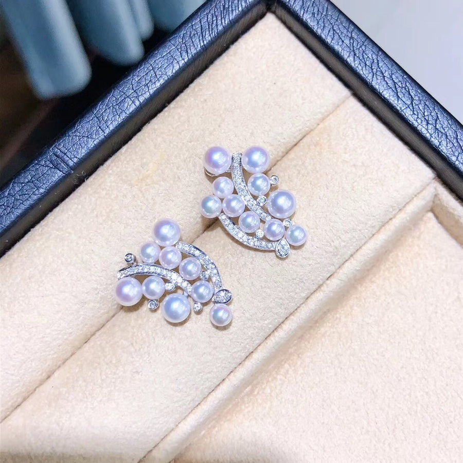 Diamond and Akoya pearl earrings