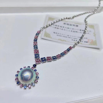Sapphire & MABE pearl Pendant