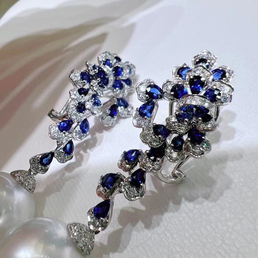 Sapphire & South Sea pearl Earrings