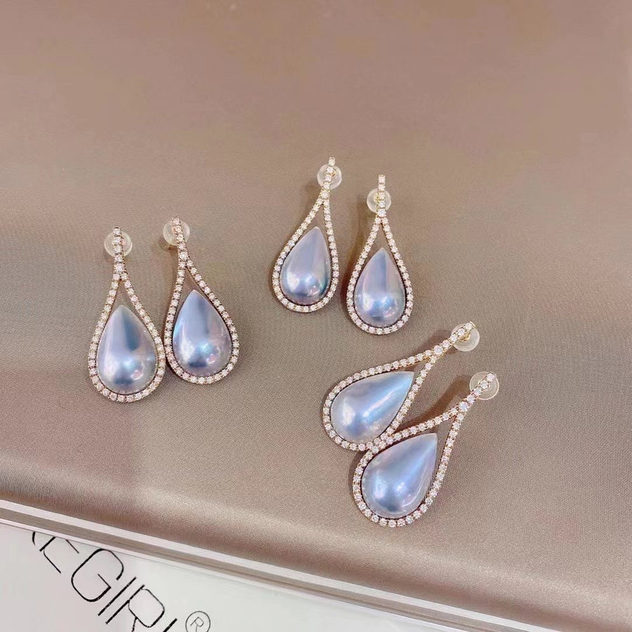 Diamond & MABE pearl Earrings