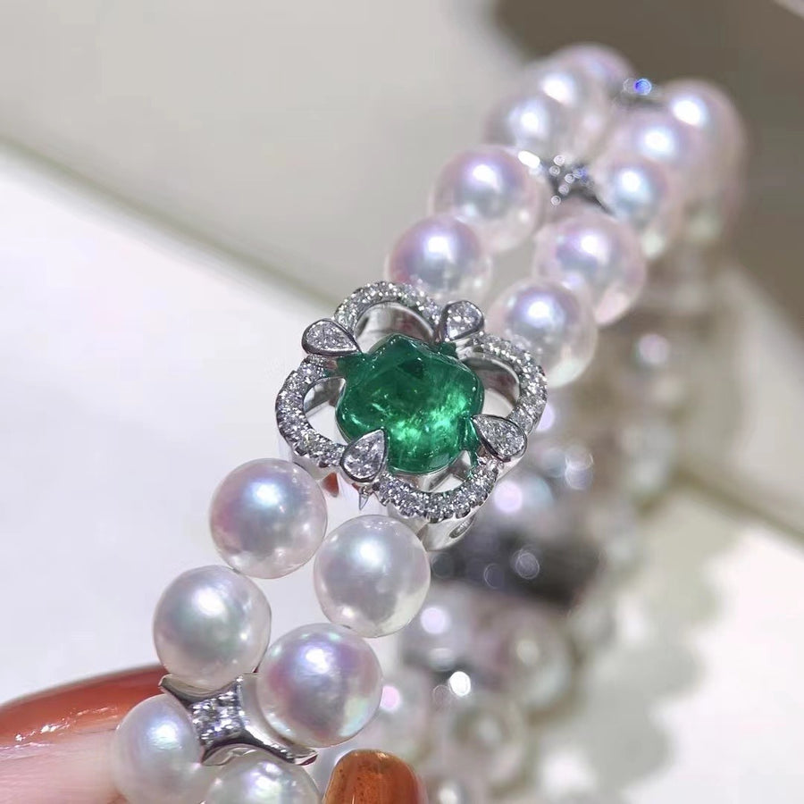 Emerald & Akoya pearl Bracelet